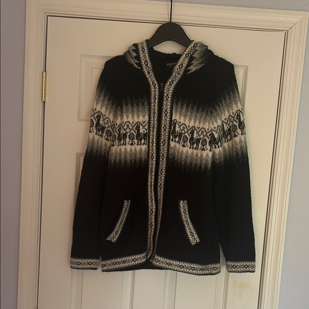 Black and White Hooded Sweater